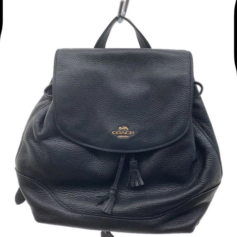 Coach Black Leather Backpack - Picture 2 of 9